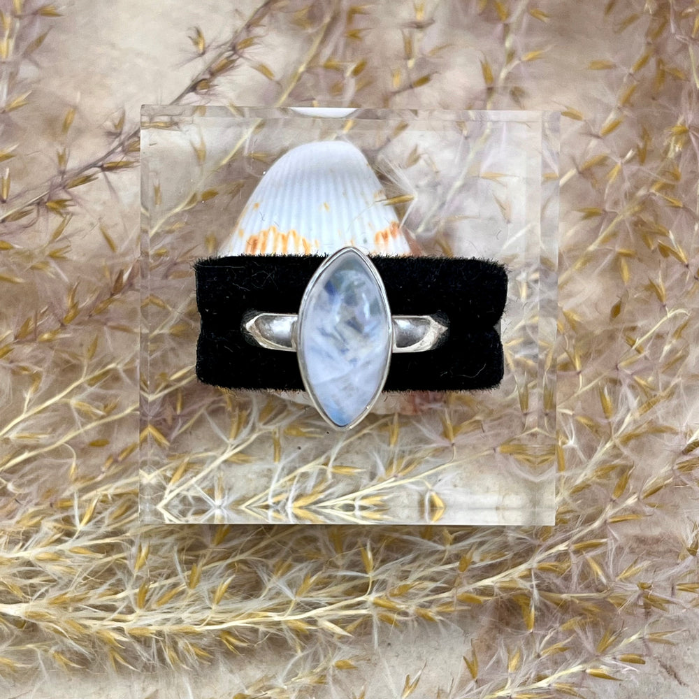Weißer Labradorit / Mondstein Ring  925 Sterlingsilber Gr. 54