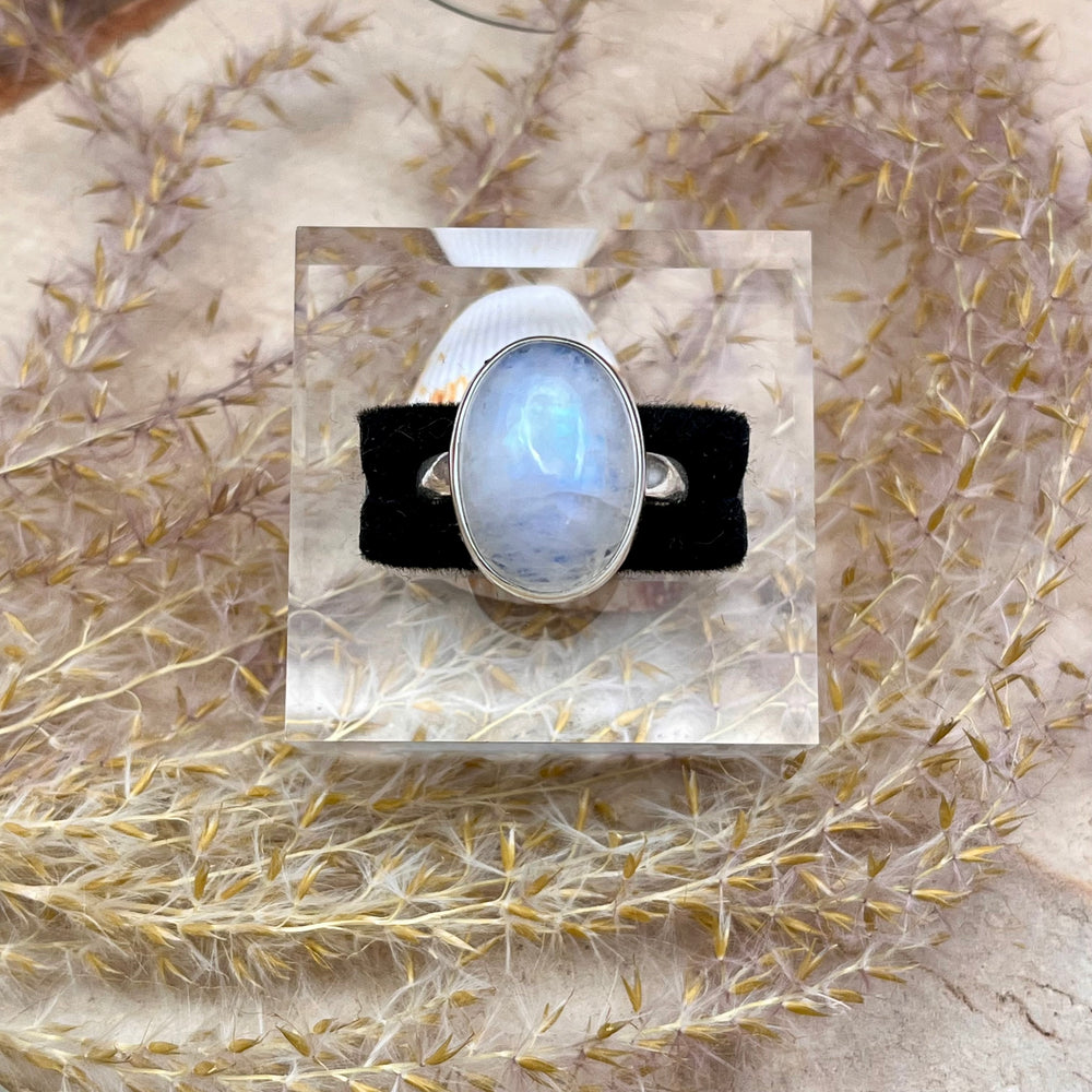 Weißer Labradorit / Mondstein Ring  925 Sterlingsilber Gr. 58