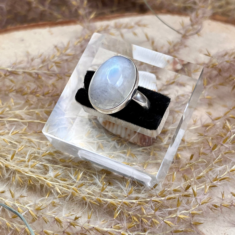 Weißer Labradorit / Mondstein Ring  925 Sterlingsilber Gr. 58