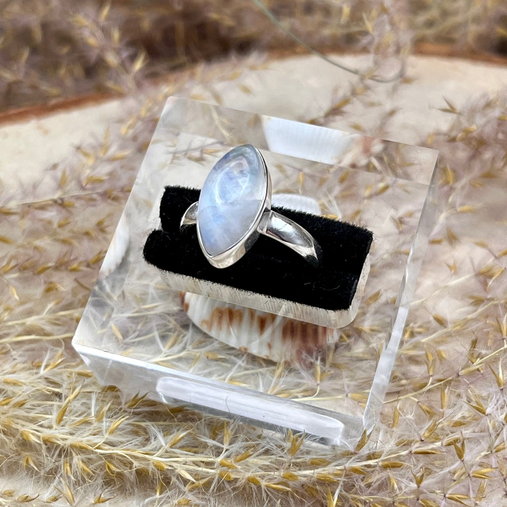 Weißer Labradorit / Mondstein Ring  925 Sterlingsilber Gr. 54