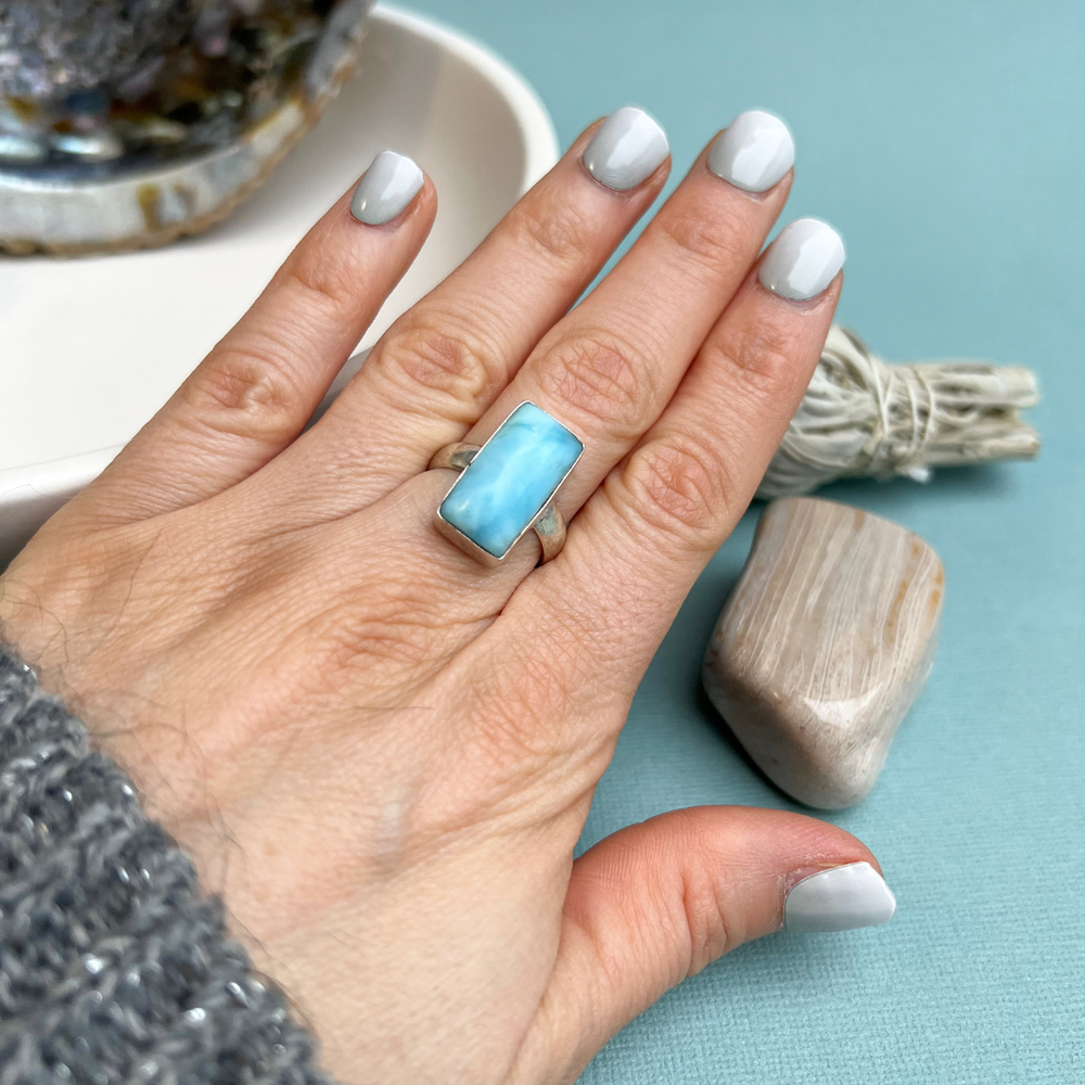 Larimar Ring in 925 Silber gefasst Gr. 56