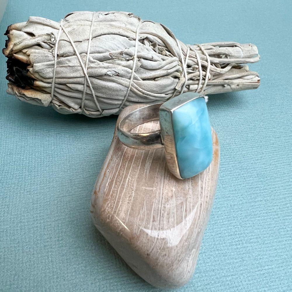 Larimar Ring in 925 Silber gefasst Gr. 56