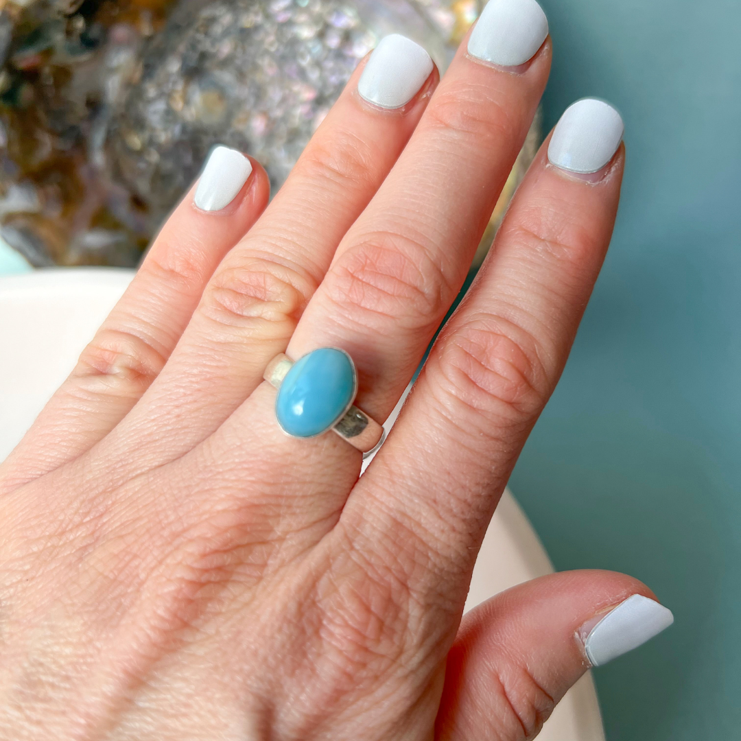 
                  
                    Larimar Ring in 925 Silber gefasst Gr. 53
                  
                