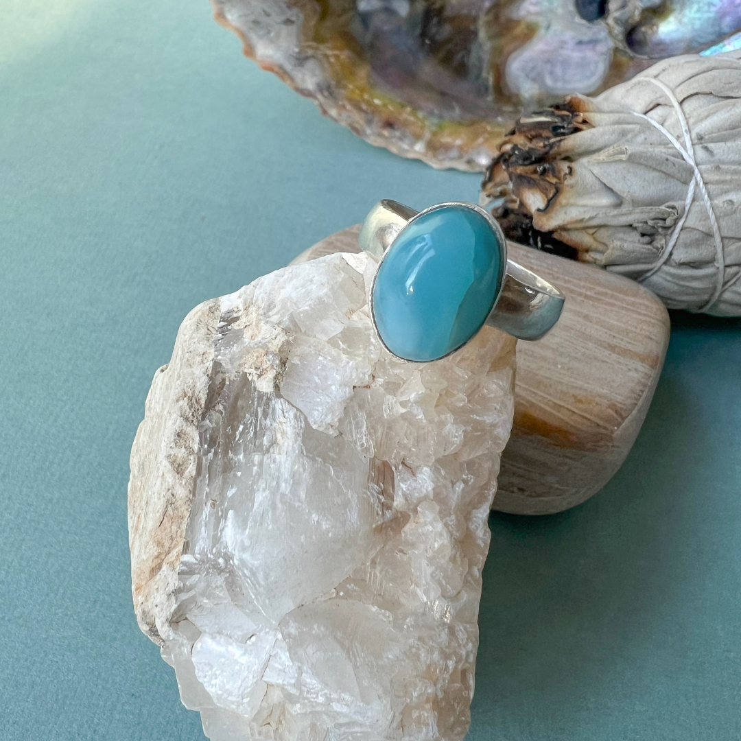 
                  
                    Larimar Ring in 925 Silber gefasst Gr. 53
                  
                