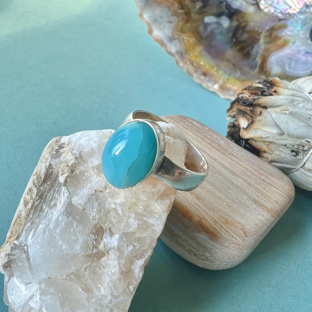 Larimar Ring in 925 Silber gefasst Gr. 53