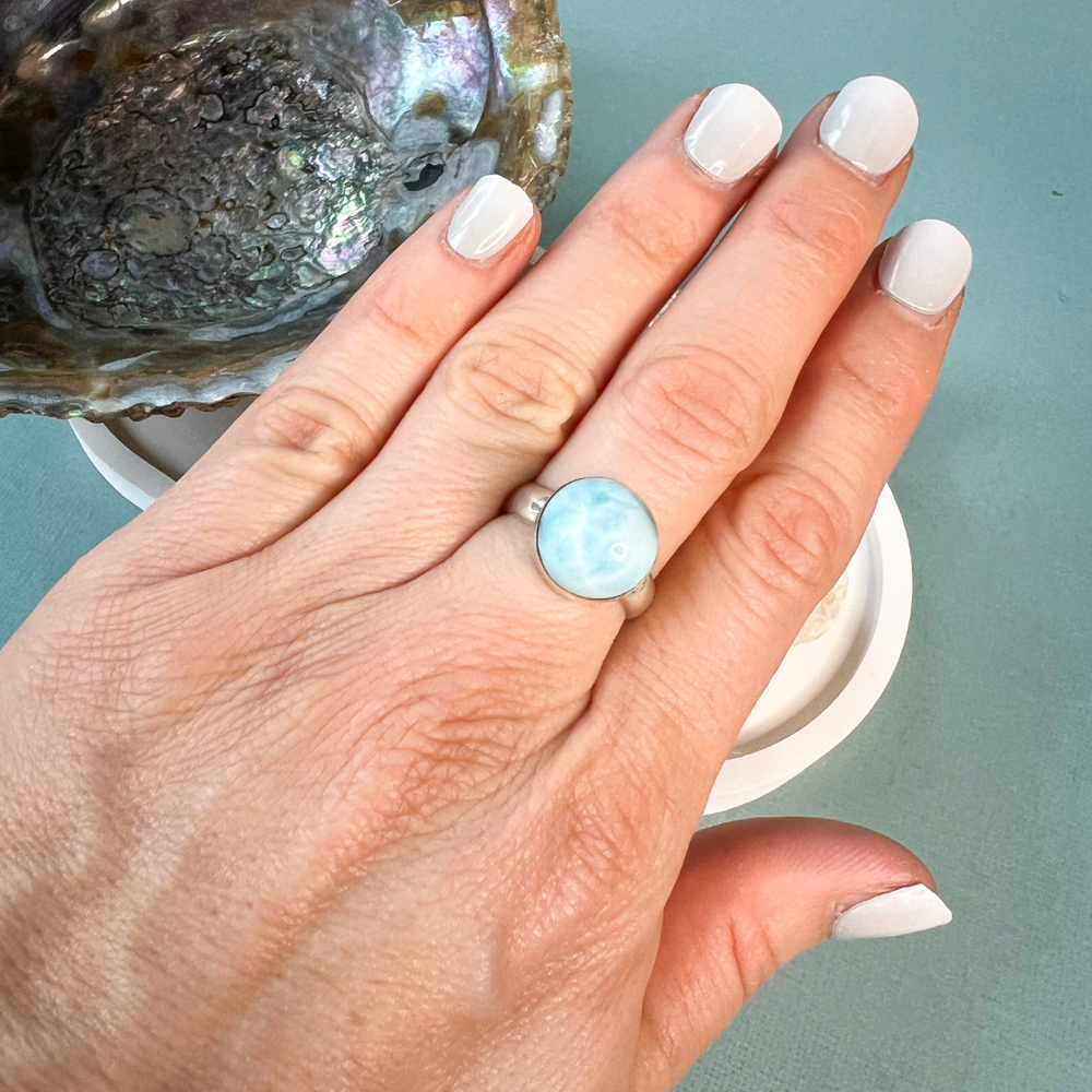 
                  
                    Larimar Ring in 925 Silber gefasst Gr. 54
                  
                