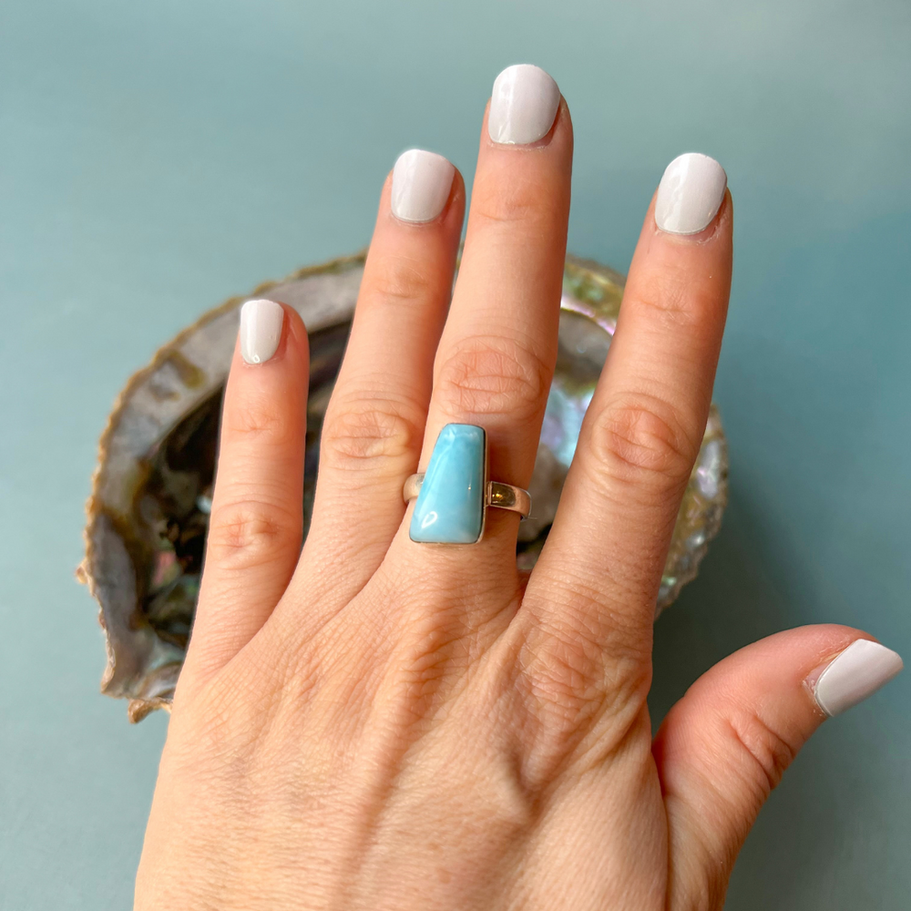 Larimar Ring in 925 Silber gefasst Gr. 55