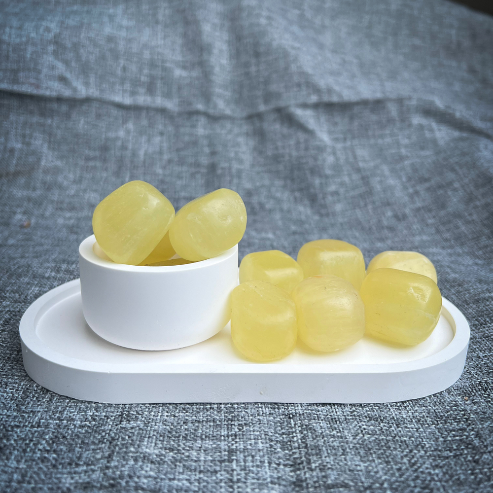 Limonen Calcit Trommelstein